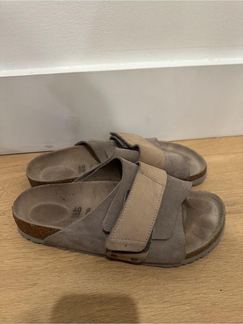 Birkenstock Kyoto Gray Taupe Suede Leather Size 40